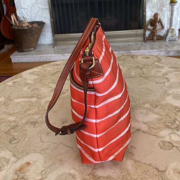 Dooney & Bourke Leather & Striped Canvas Shoulder Bag - Picture 7 of 16